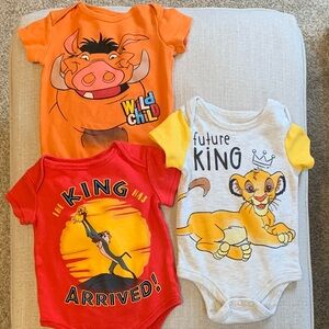 Disney Lion King Bodysuit Trio - Orange, Red, White